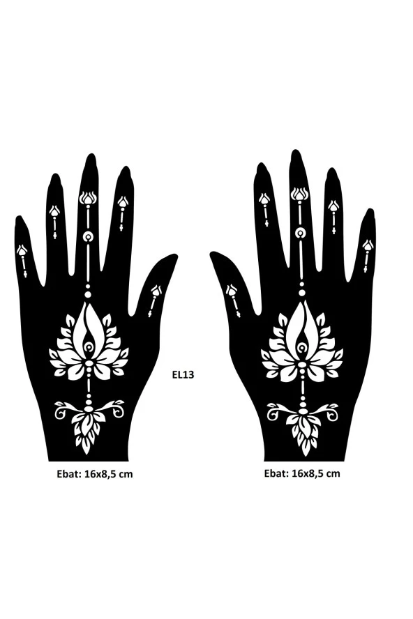Lotus Desenler El Üstü 2 Adet Kına Kalıbı Kınasız Sadece Desen ürün görseli 1