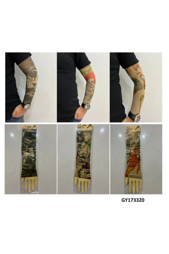 Giyilebilir Dövme 3 Çift 6 Adet Kol Çorap Dövmesi Sleeve tattoo Set4