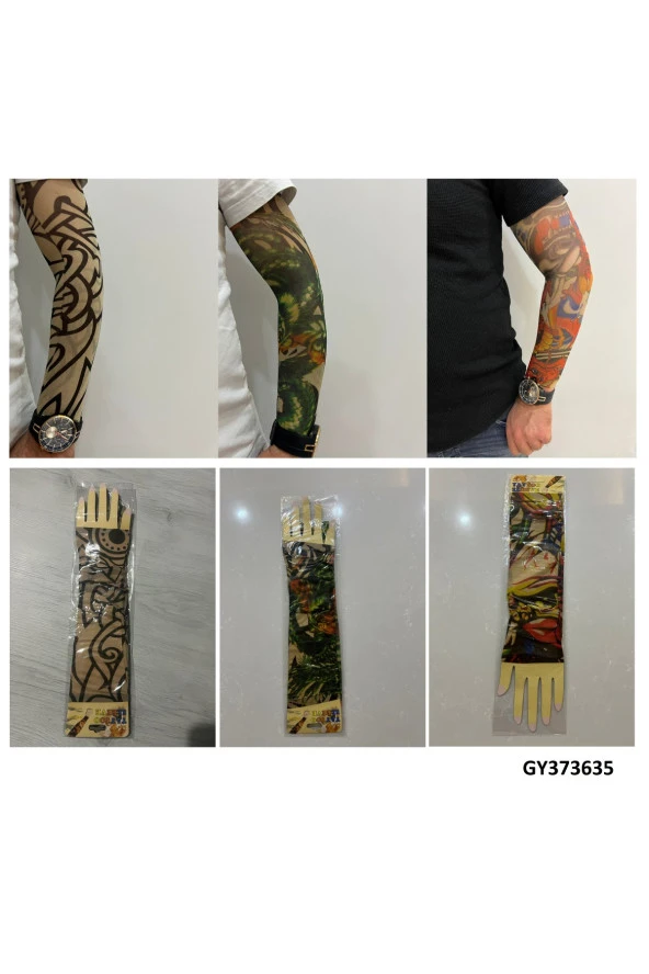 Giyilebilir Dövme 3 Çift 6 Adet Kol Çorap Dövmesi Sleeve tattoo Set5 ürün görseli 1
