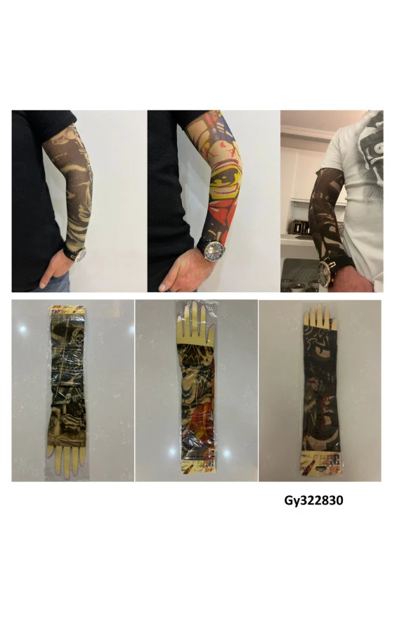Giyilebilir Dövme 3 Çift 6 Adet Kol Çorap Dövmesi Sleeve tattoo Set7 ürün görseli 1