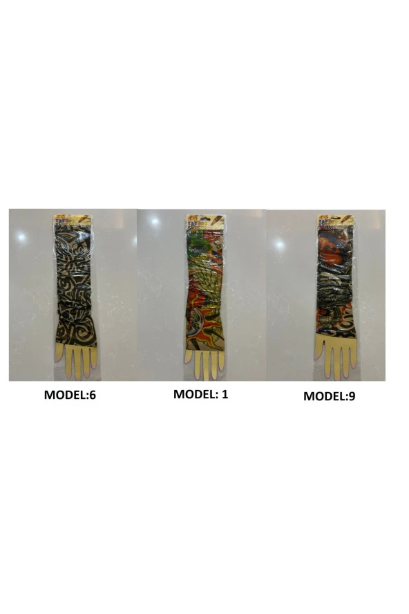 Giyilebilir Dövme 3 Çift 6 Adet Kol Çorap Dövmesi Sleeve tattoo Set1 - 3