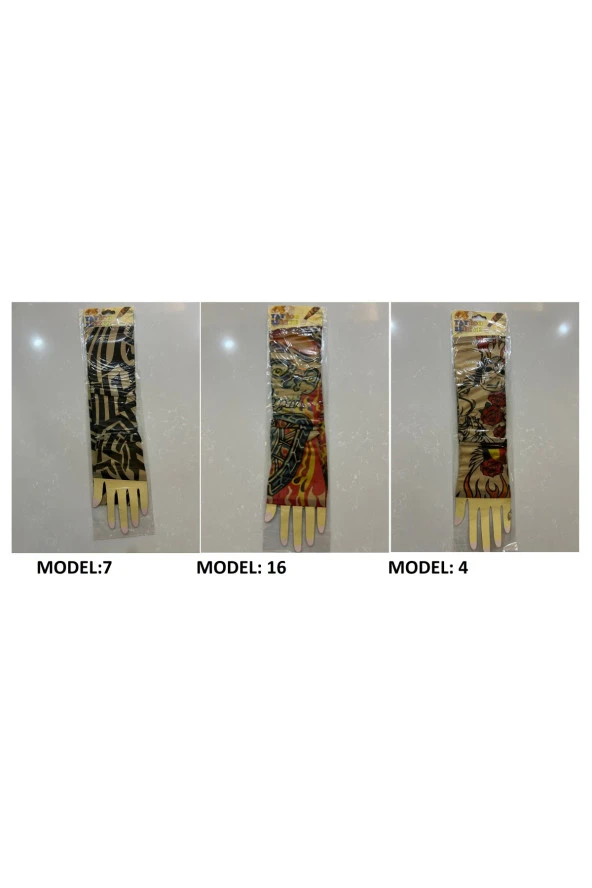 Giyilebilir Dövme 3 Çift 6 Adet Kol Çorap Dövmesi Sleeve tattoo Set2 - Resim 3