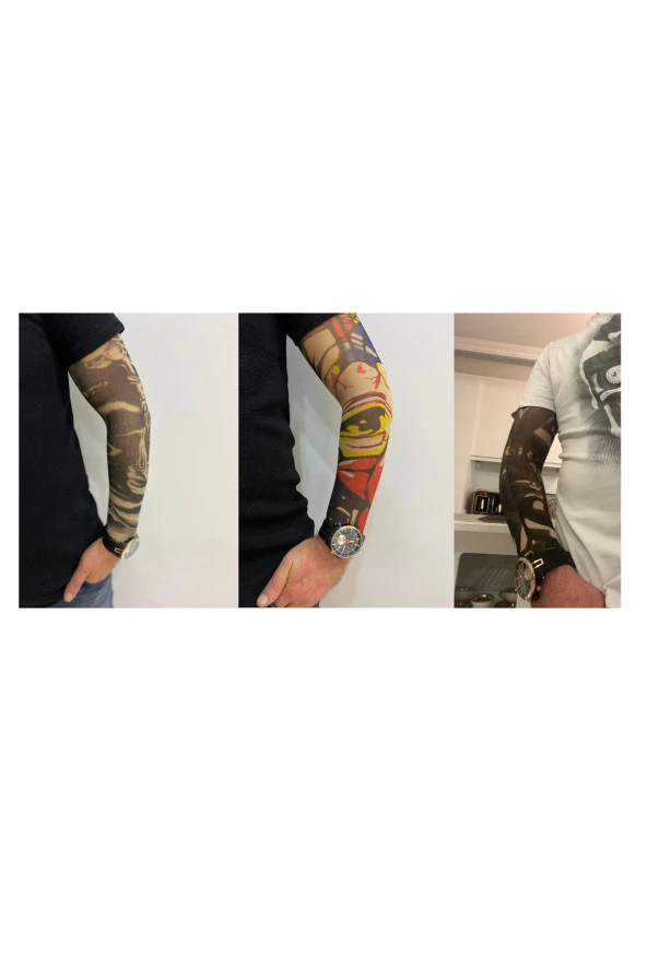 Giyilebilir Dövme 3 Çift 6 Adet Kol Çorap Dövmesi Sleeve tattoo Set7 - Resim 2