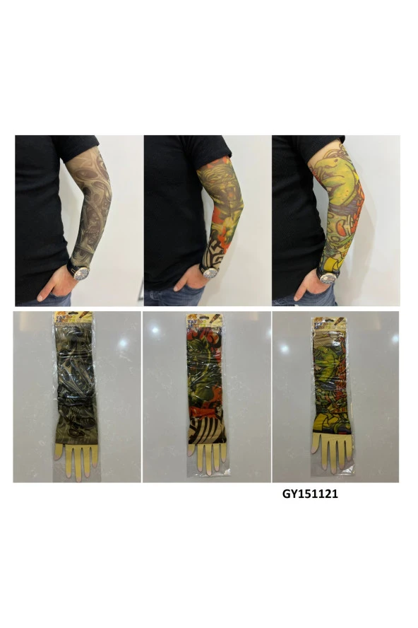 Giyilebilir Dövme 3 Çift 6 Adet Kol Çorap Dövmesi Sleeve tattoo Set11 ürün görseli 1