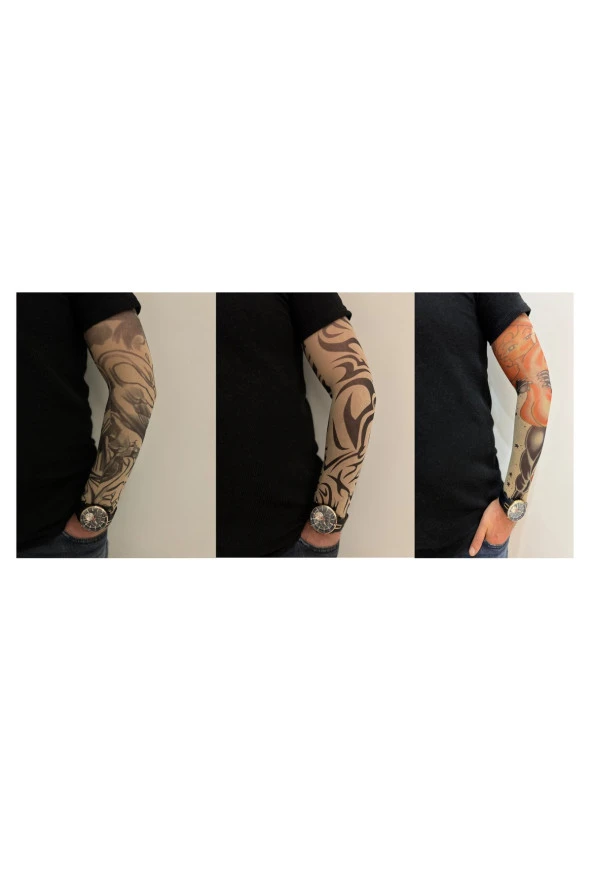 Giyilebilir Dövme 3 Çift 6 Adet Kol Çorap Dövmesi Sleeve tattoo Set13 ürün görseli 1