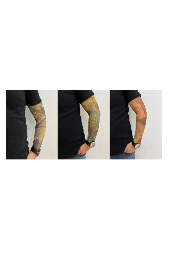 Giyilebilir Dövme 3 Çift 6 Adet Kol Çorap Dövmesi Sleeve tattoo Set9 - 2