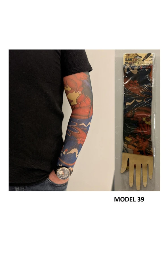Giyilebilir Dövme 3 Çift 6 Adet Kol Çorap Dövmesi Sleeve tattoo Set14 - 2