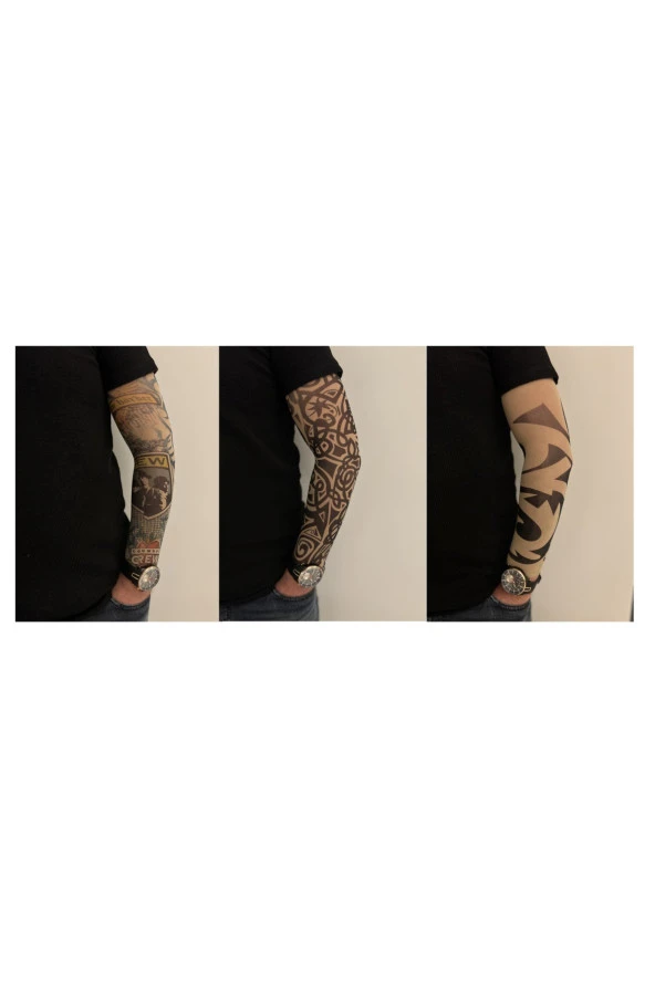 Giyilebilir Dövme 3 Çift 6 Adet Kol Çorap Dövmesi Sleeve tattoo Set21