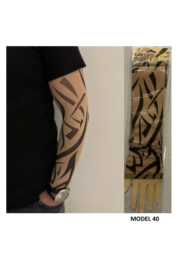 Giyilebilir Dövme 3 Çift 6 Adet Kol Çorap Dövmesi Sleeve tattoo Set14 - 3
