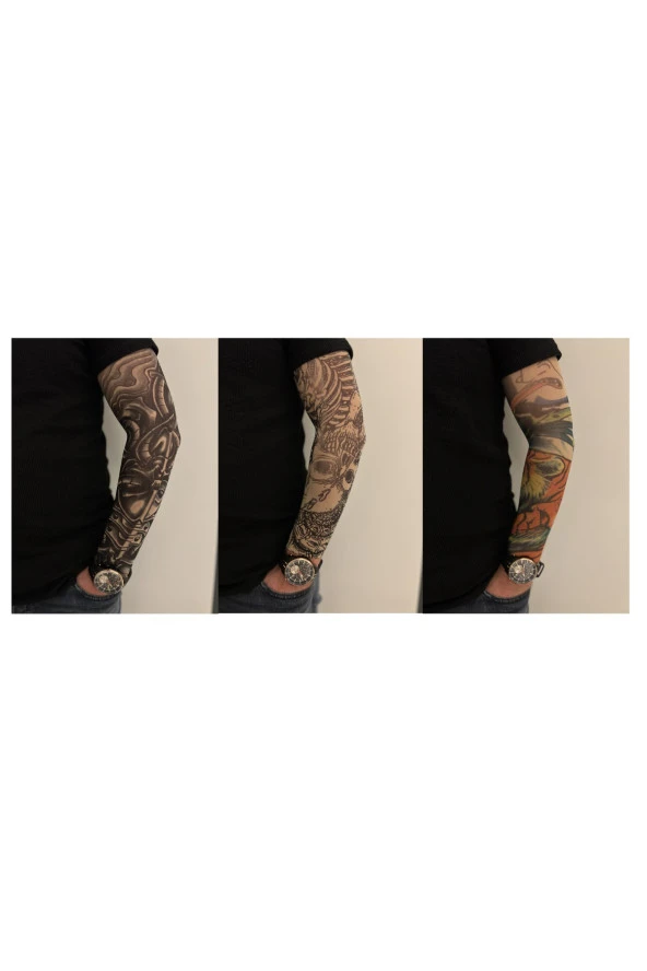 Giyilebilir Dövme 3 Çift 6 Adet Kol Çorap Dövmesi Sleeve tattoo Set25