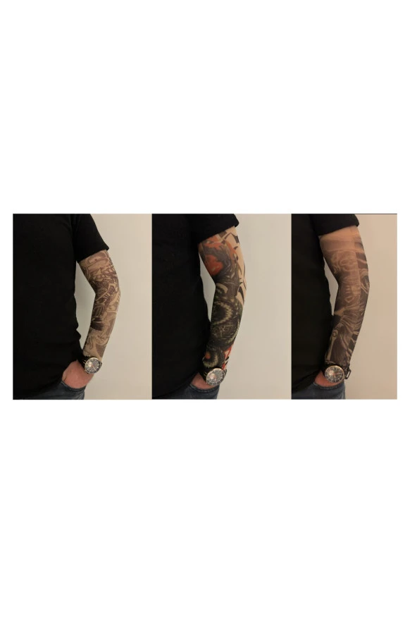 Giyilebilir Dövme 3 Çift 6 Adet Kol Çorap Dövmesi Sleeve tattoo Set26