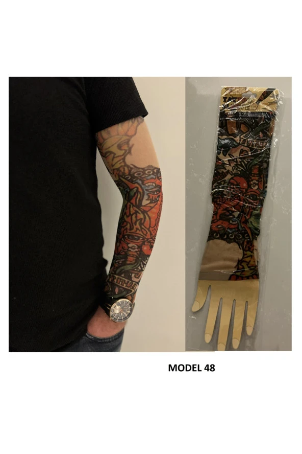 Giyilebilir Dövme 3 Çift 6 Adet Kol Çorap Dövmesi Sleeve tattoo Set20 - 2