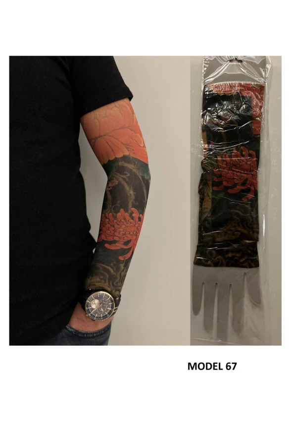 Giyilebilir Dövme 3 Çift 6 Adet Kol Çorap Dövmesi Sleeve tattoo Set22 - Resim 2