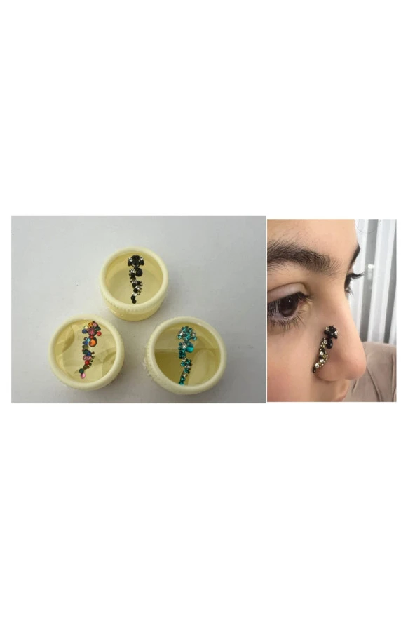 Yapışkanlı Yüz taşı Face Gems 3 Adet Birden Burun Parmak Hızma Modeli 4