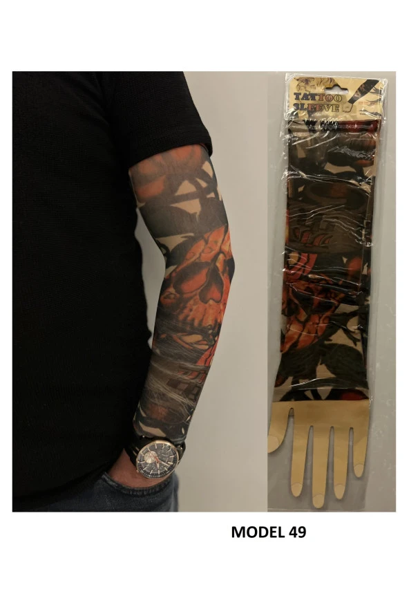 Giyilebilir Dövme 3 Çift 6 Adet Kol Çorap Dövmesi Sleeve tattoo Set23 - 2