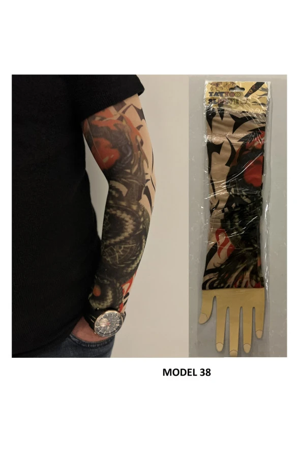 Giyilebilir Dövme 3 Çift 6 Adet Kol Çorap Dövmesi Sleeve tattoo Set26 - 2