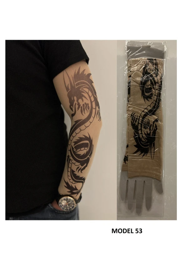 Giyilebilir Dövme 3 Çift 6 Adet Kol Çorap Dövmesi Sleeve tattoo Set19 - 3