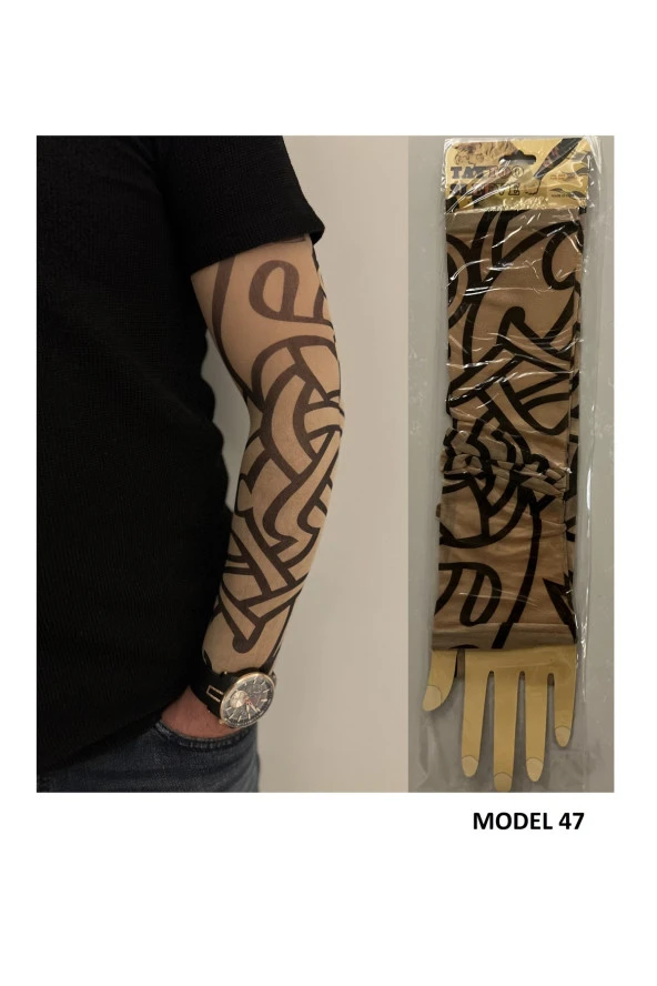 Giyilebilir Dövme 3 Çift 6 Adet Kol Çorap Dövmesi Sleeve tattoo Set17 - 3