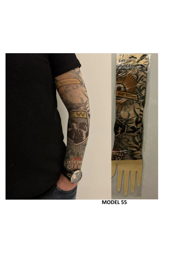 Giyilebilir Dövme 3 Çift 6 Adet Kol Çorap Dövmesi Sleeve tattoo Set21 - 2