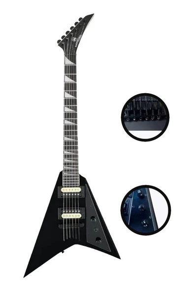 Maxword DG-28BK-25AMP V Kasa Gül Klavye 2x Zebra Humbucker Manyetik 25W Amfili Elektro Gitar - Resim 3