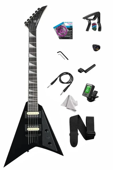 Maxword DG-28BK V Kasa Gül Klavye 2x Zebra Humbucker Manyetik Yüksek kaliteli Elektro Gitar - 1