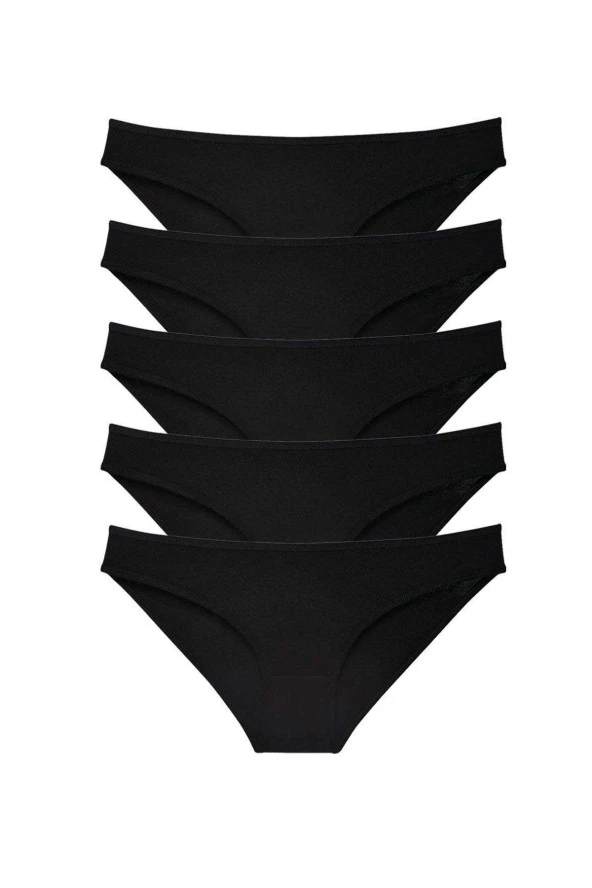 5 adet Süper Eko Set Likralı Kadın Slip Külot Siyah ürün görseli