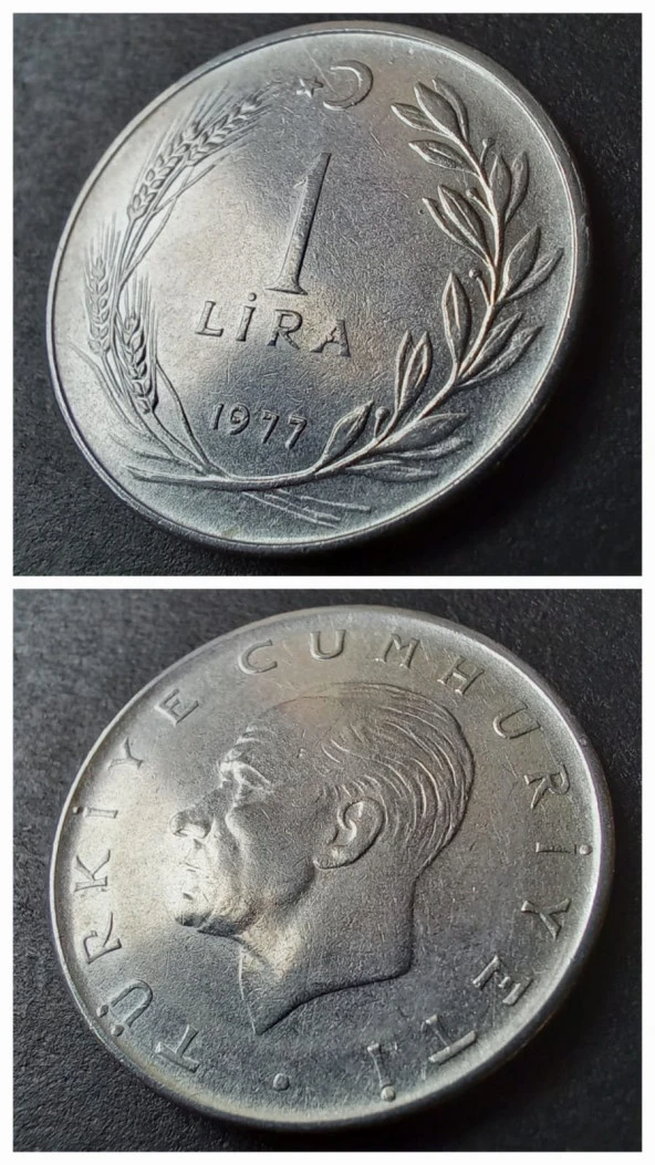 1977 tc Akmonital 1 lira ÇA+ eski madeni para - 399636613199d6aded