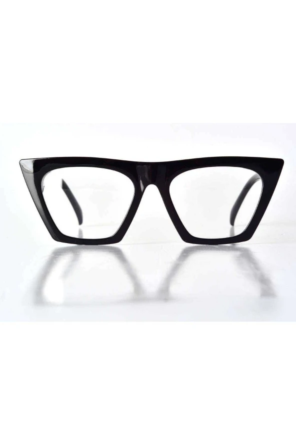 Siyah Çerçeveli Şeffaf Cam Unisex Stil Gözlük - 2
