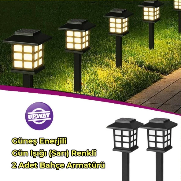 UpWay Karanlık Sensörlü Solar Çim Armatürü Güneş Enerjili Bahçe Zemin Aydınlatma Lambası 2 Adet - 6