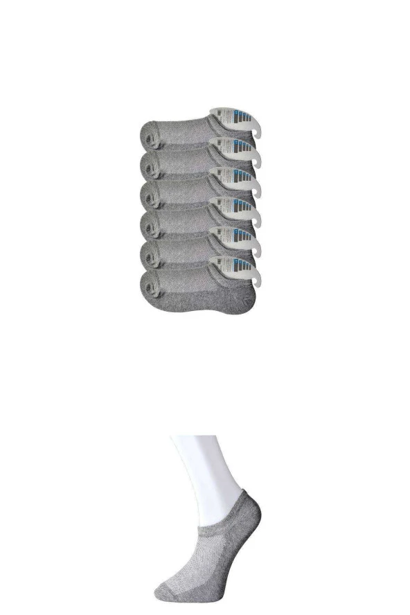 Gri Erkek Görünmez Çorap 6 çift ürün görseli 1