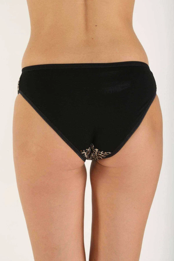 10 Adet Leopar Desenli Likralı Yumuşak Dokulu Kadın Slip Külot - 3