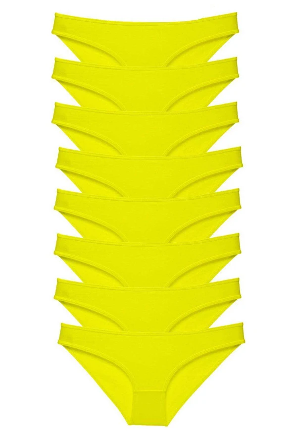 8 adet Süper Eko Set Likralı Kadın Slip Külot Sarı ürün görseli