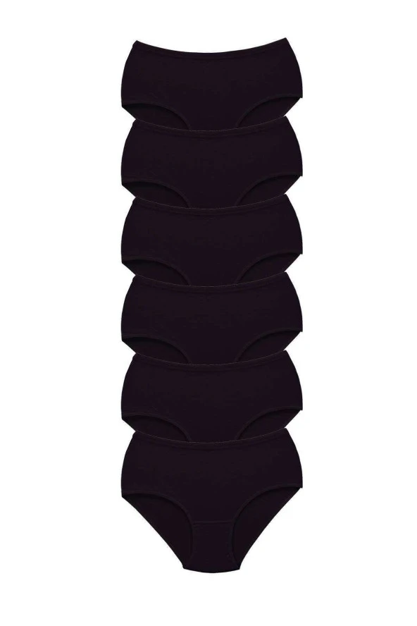 6 Adet Tutku Kadın Yüksek Bel Bato Kalın Lastik Külot Siyah ürün görseli 1