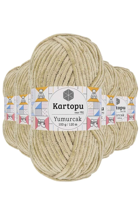 5 Adet Yumurcak Kadife El Örgü İpi Bej K856 ürün görseli 1