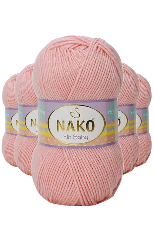 5 Adet Elite Baby El Örgü İpi Tüylenmeyen Bebek Yünü Pudra 6165 ürün görseli 1