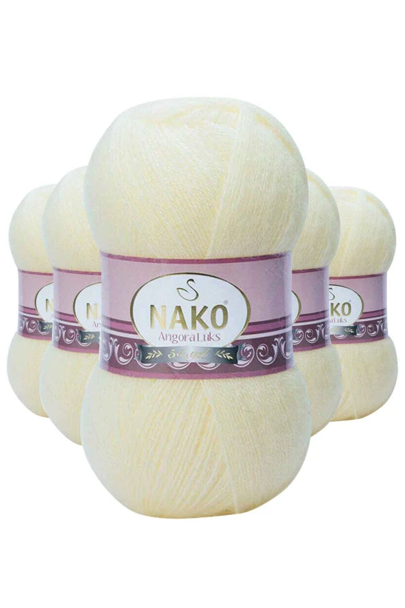 5 Adet Angora Lüks El Örgü İpi Krem 256 ürün görseli 1
