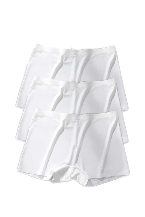 3 Adet Kadın Dikişsiz Görünmez İz Yapmaz Mini Şort Boxer Beyaz - 2