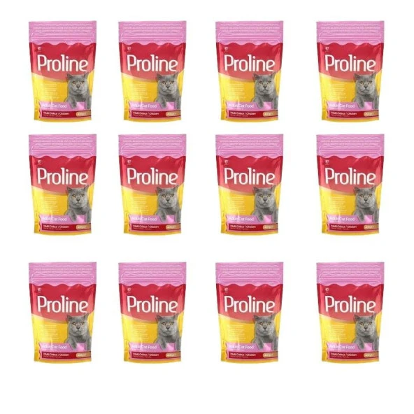 Pro Line Renkli Taneli Tavuklu Yetişkin Kedi Maması 400 Gr X 12 Adet