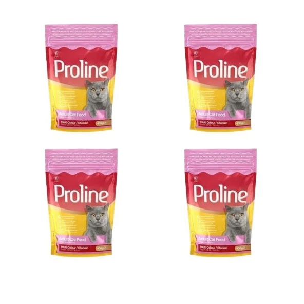 Pro Line Renkli Taneli Tavuklu Yetişkin Kedi Maması 400 Gr X 4 Adet