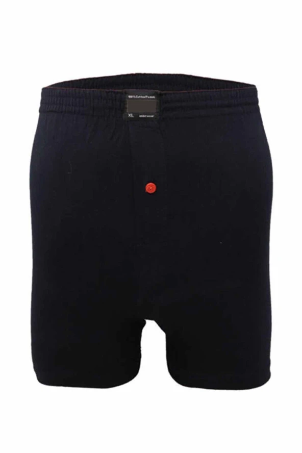 Düğmeli Pamuklu Erkek Penye Boxer Büyük Beden Lacivert - 1278A