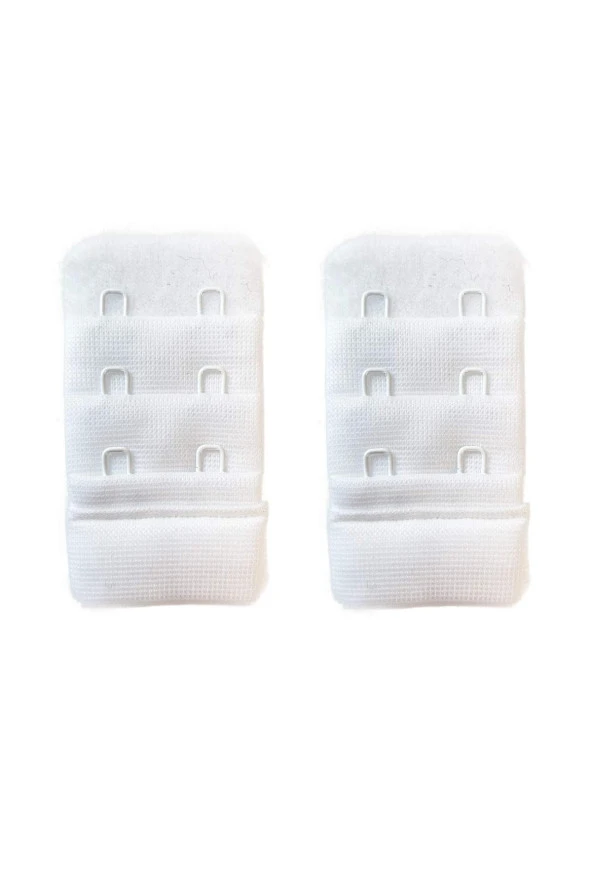 2 Adet Agraf Sütyen Uzatma Kopçası 3 Sıra / 2 Kanca Beyaz