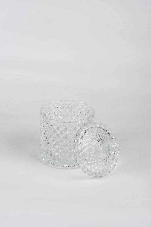 Kristal Desen Noktalı Şekerlik İşleme Kapaklı Çay Sunum 8 x 8 cm - 3