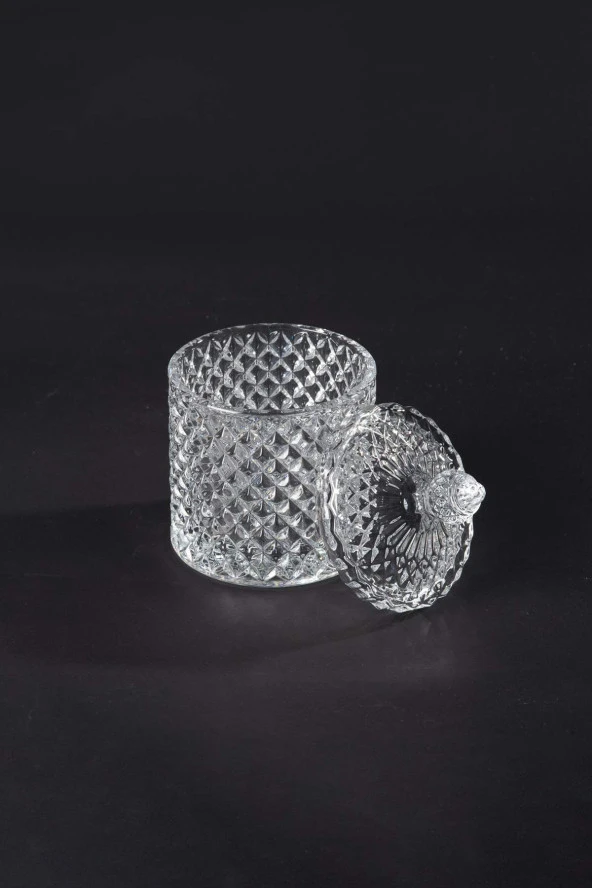 Kristal Desen Noktalı Şekerlik İşleme Kapaklı Çay Sunum 8 x 8 cm - 4