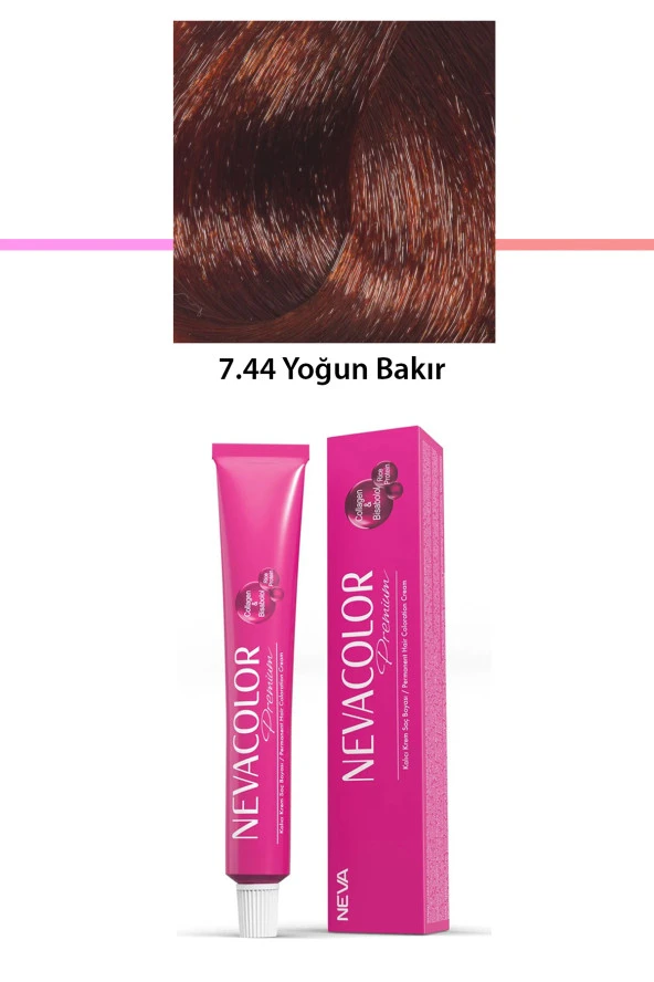 Premium 7.44 Yoğun Bakır - Kalıcı Krem Saç Boyası 50 g Tüp