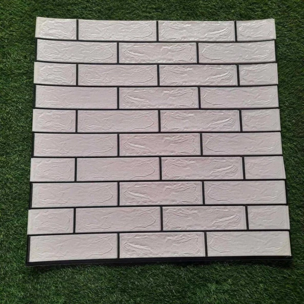 Renkli Duvarlar 70x70cm 1 Adet Silinebilir Yapışkanlı Siyah Çizgili Beyaz Tuğla Desen Duvar Kağıdı Paneli NW148 - Resim 2