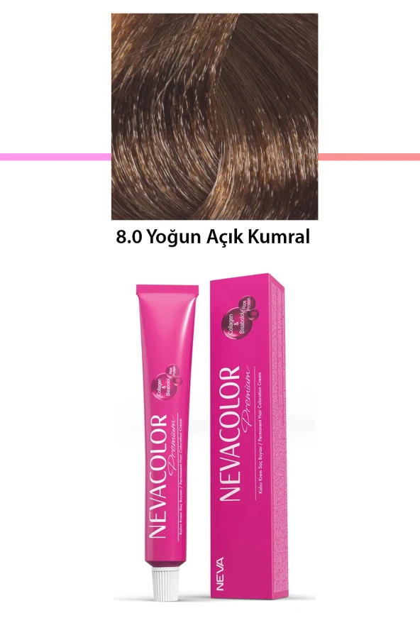 Premium 8.0 Yoğun Açık Kumral - Kalıcı Krem Saç Boyası 50 g Tüp