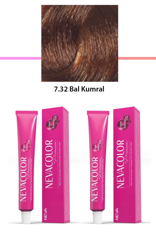 2 li Set Premium 7.32 Bal Kumral - Kalıcı Krem Saç Boyası 2 X 50 g Tüp - 1