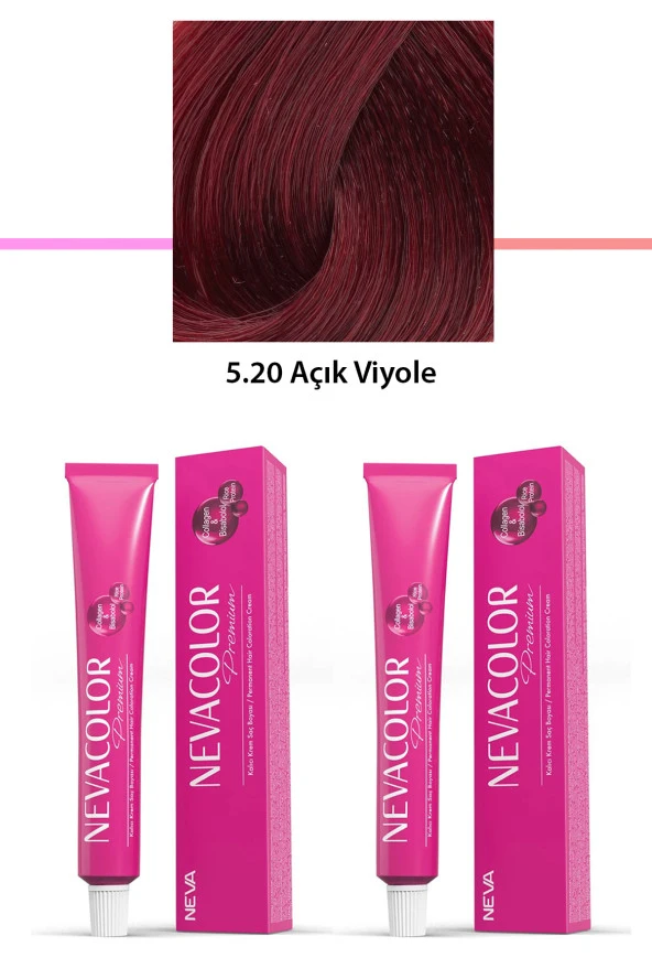 2 li Set Premium 5.20 Açık Viyole - Kalıcı Krem Saç Boyası 2 X 50 g Tüp - 1