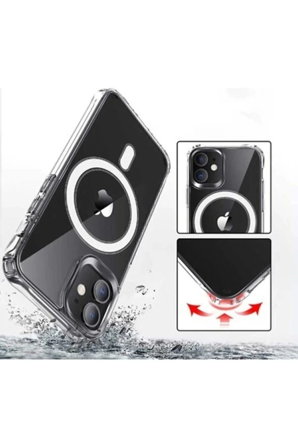 Iphone 13 Kılıf Kamera Lens Korumalı Magsafe Destekli Şeffaf Darbe Emici Sert Kapak - 3