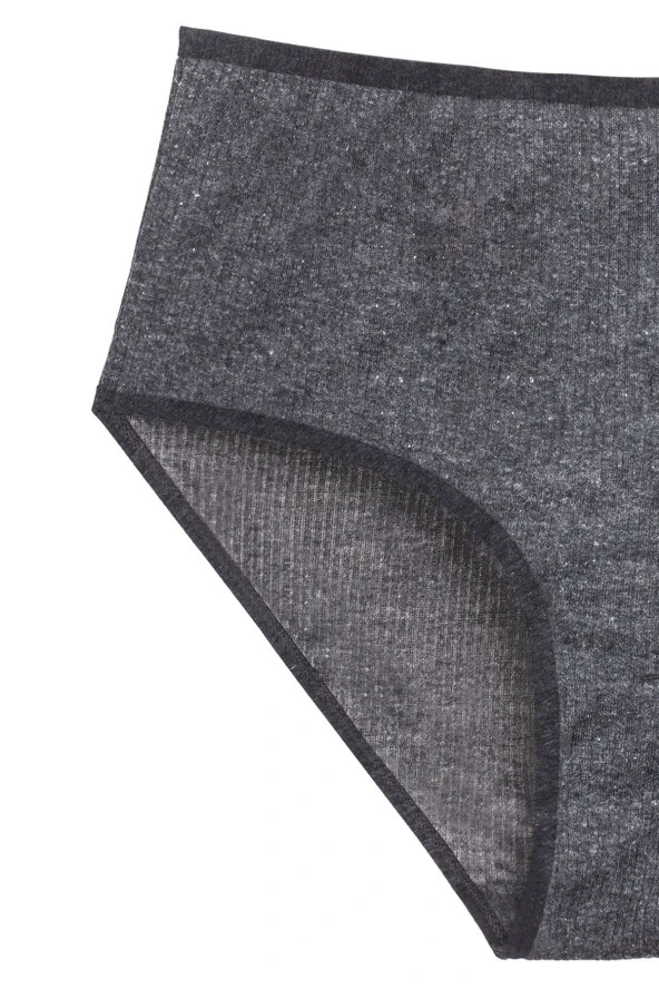 4'lü Yeni Seri Renkli Yüksek Bel Fitilli Ribana Bato Külot Pudra Gri Turquaz - 4